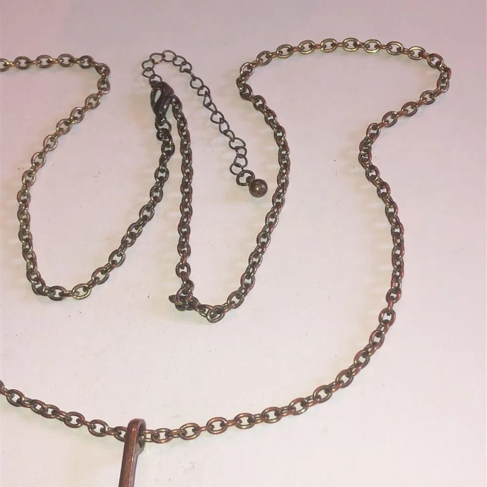 Brass Tone HUGE Boho Leaf Pendant Necklace - Image 6