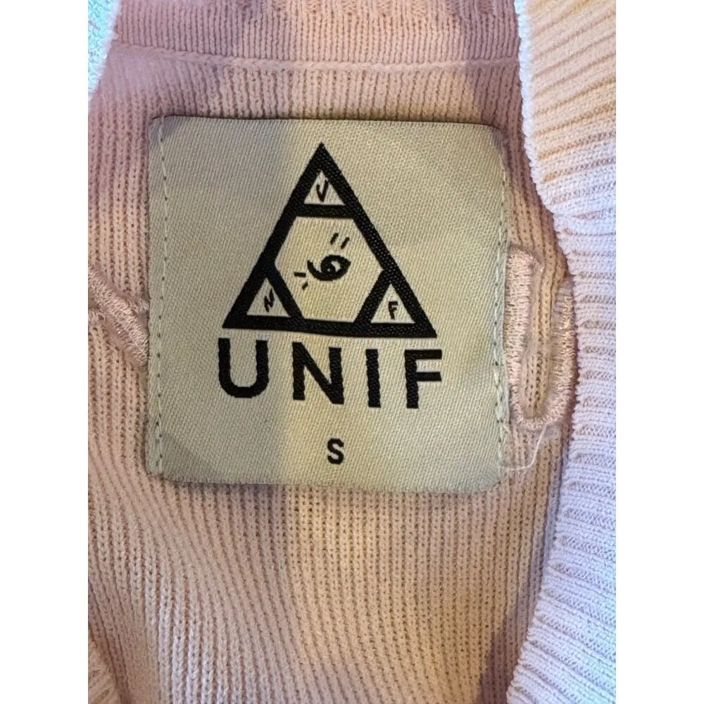 UNIF Dress Women Small Pink‎ Knit Mock Neck Short Sleeve Fit And Flare Mini - Image 9