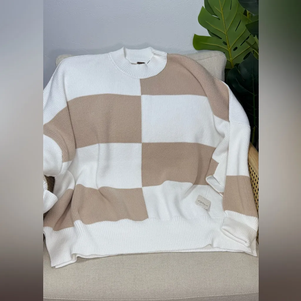 NWT Free People Easy Street Checkered Sweater - Image 4