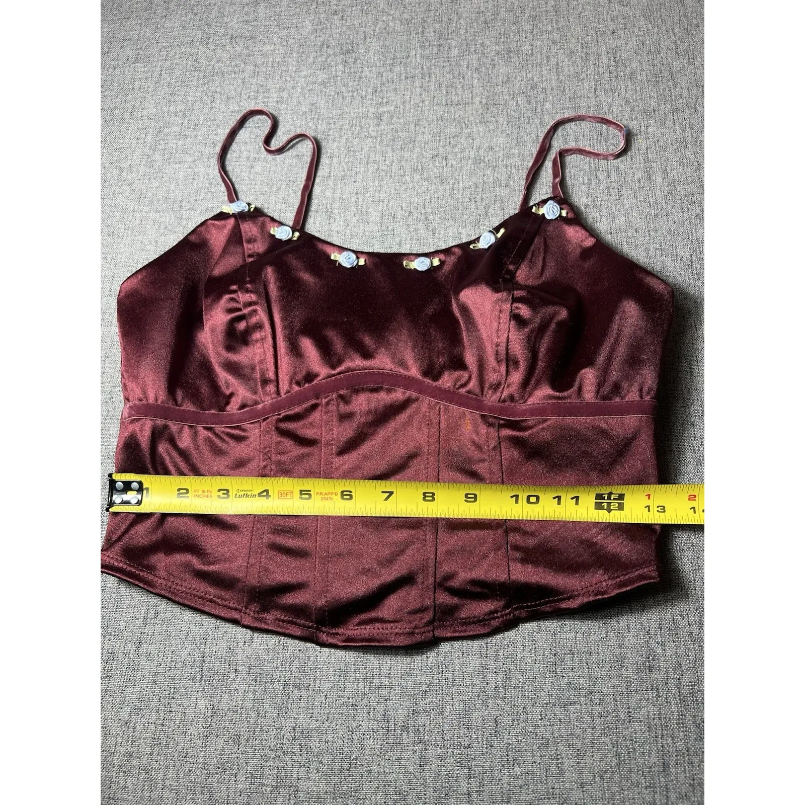 Wild Fable Women's Size S Rosette Satin Corset‎ Tank Top Burgundy - Image 4