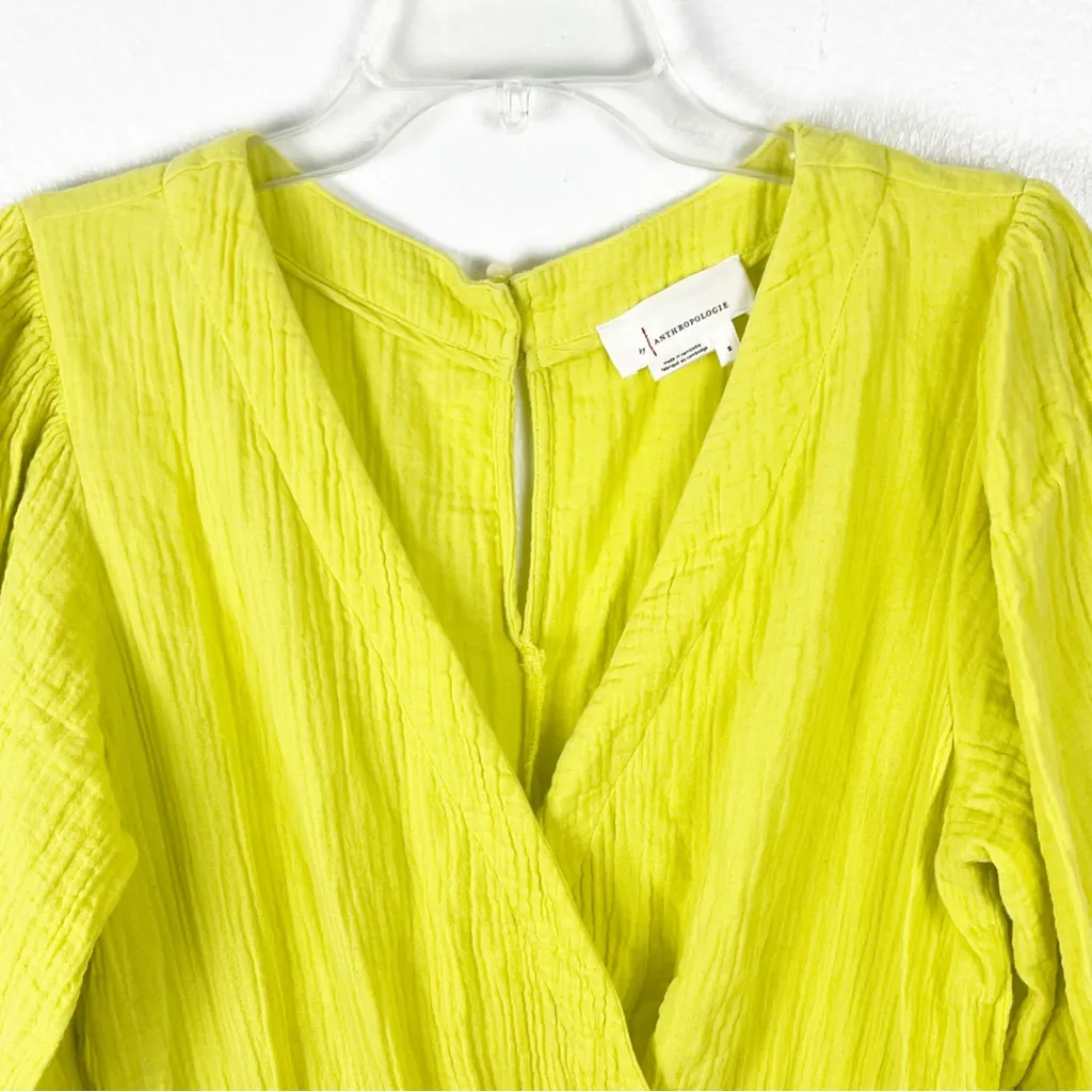 ANTHROPOLOGIE Celia Gauzy Snap Closure Elastic Tie Waist Pockets Romper Small - Image 10