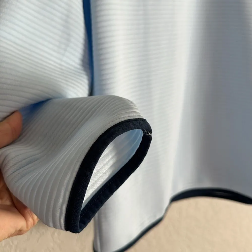 NEW J. Crew Quilted Blue Snap Front Pullover Long Sleeve Polo Medium BJ131 - Image 5