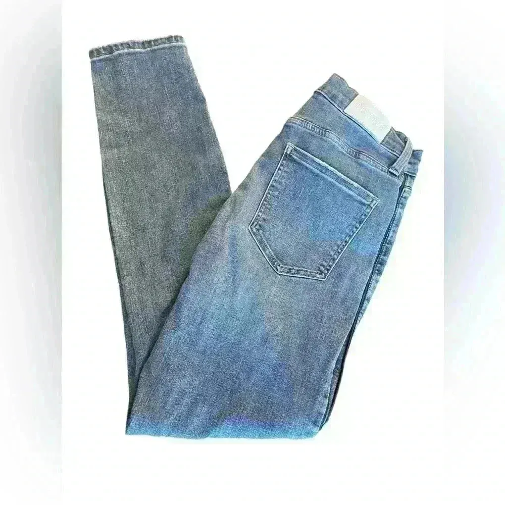 Pistola Dark Wash High Rise Skinny Jeans Faux Leather Trim Lining Size 28 - Image 10