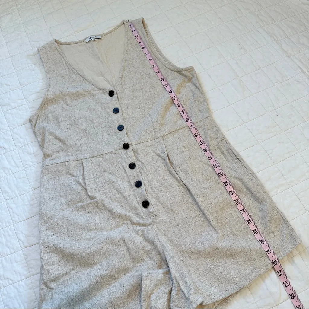 Madewell  V-Neck Button Down Linen Romper 12 - Image 10