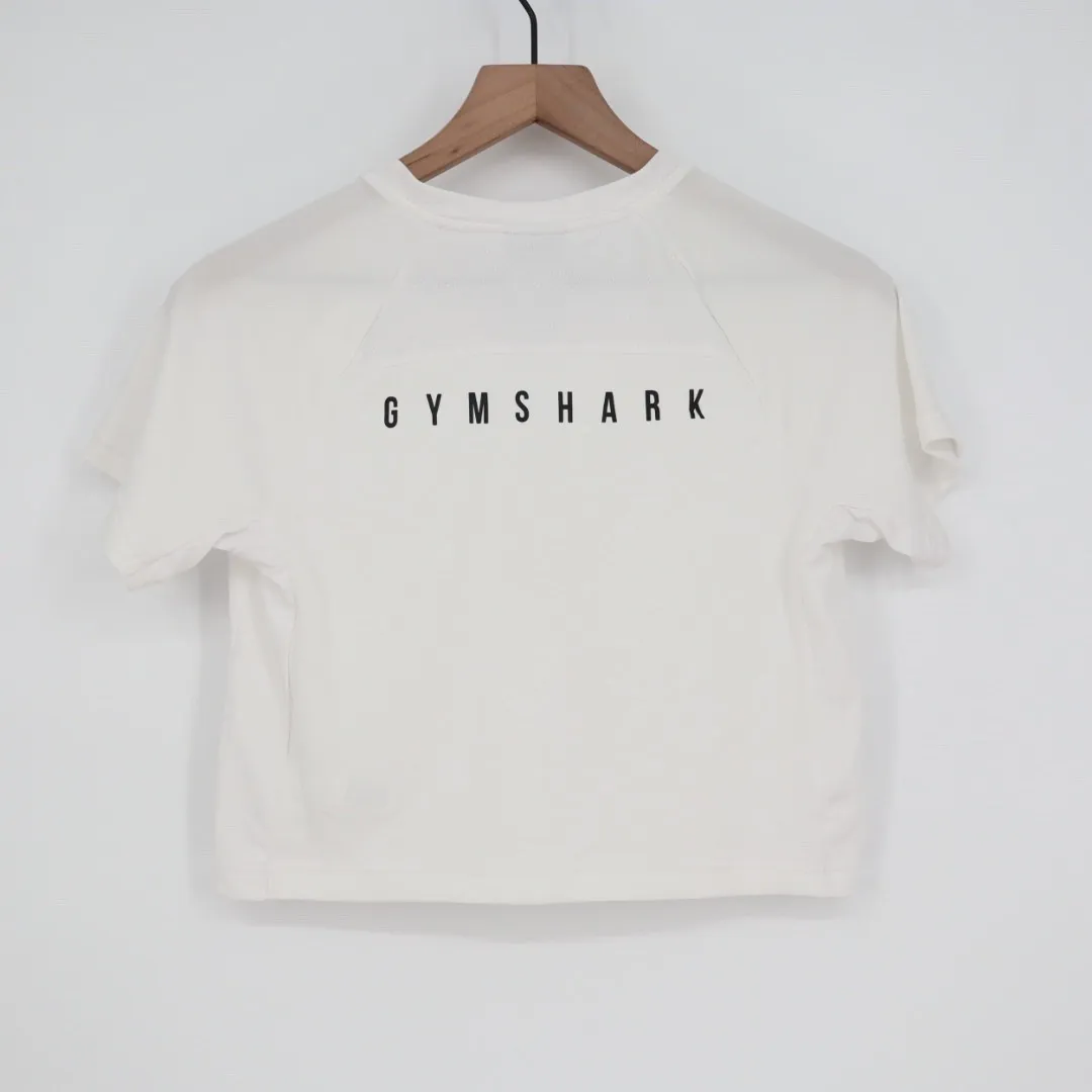 Gymshark White V Neck Cropped Athletic T Shirt Top Size S - Image 7