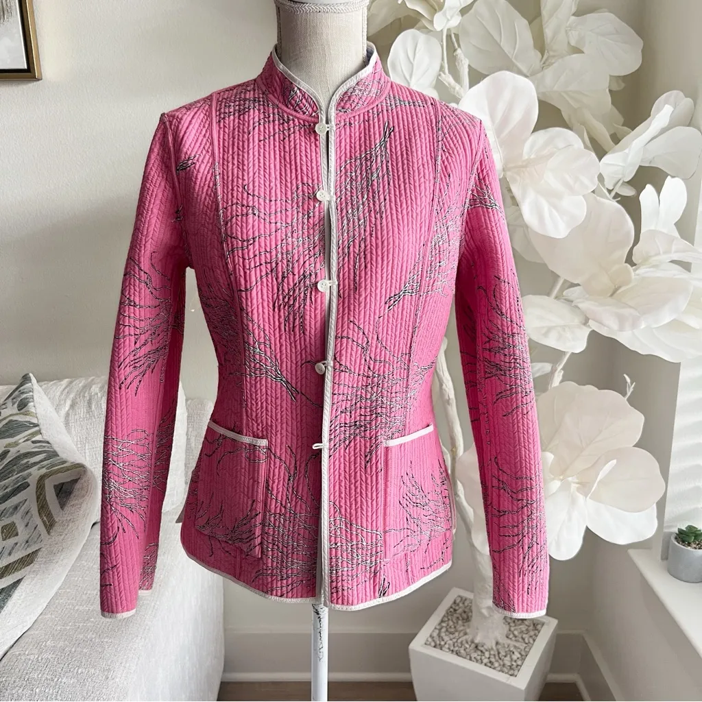 J. McLaughlin Blue And Pink Quilted Reversible Women's Jacket - Image 7