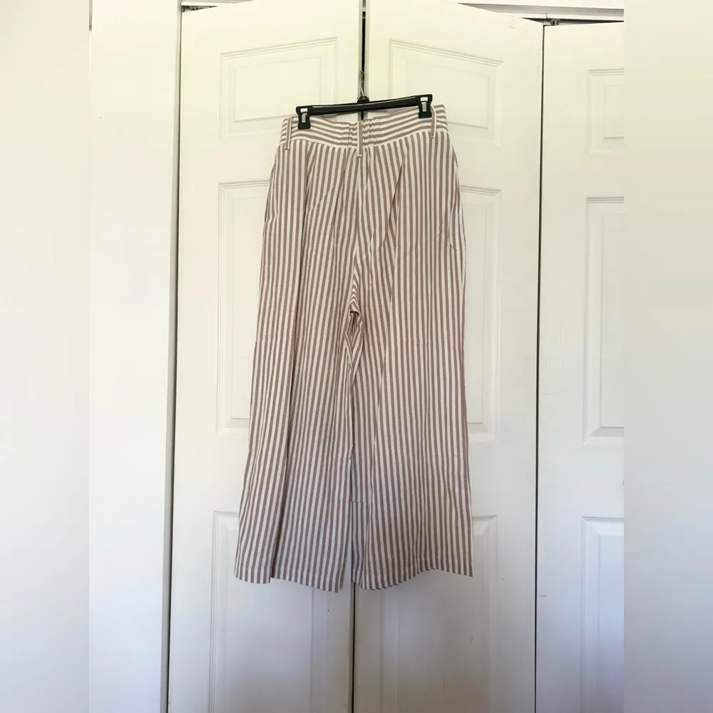 NWT Fifteen Twenty Sadie Trousers Striped Tan & White Wide Leg Size Large - Image 6