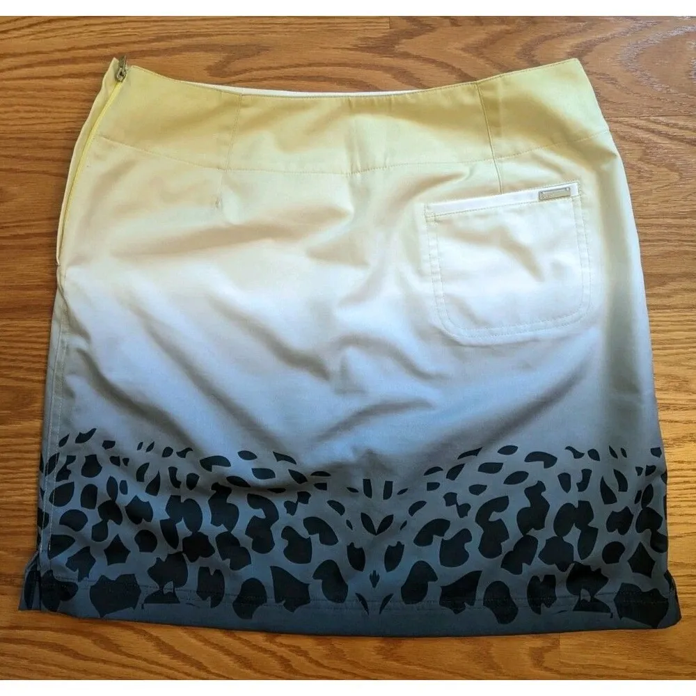 Lija Mini Skort Women Sz 6 Ombre Leopard Print Moisture Wick Golf Performance Yellow - Image 2