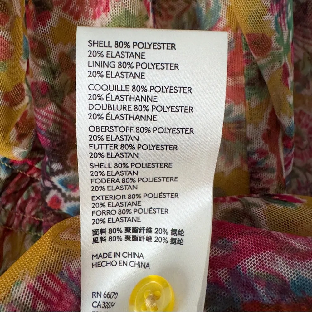 Anthropologie Chiffon Button Up Front 3/4 sleeve top floral stretch layered XS - Image 9