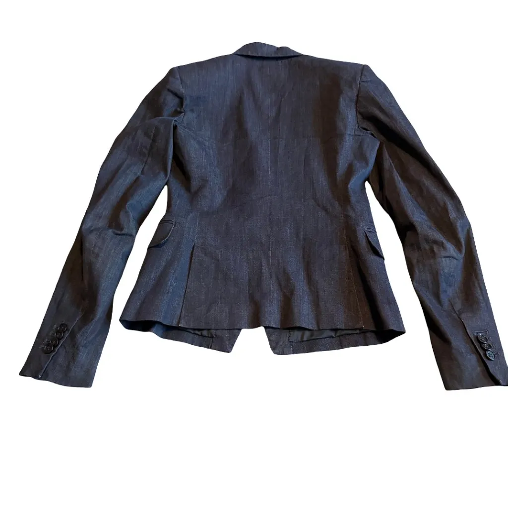 Theory Black Denim Double Breasted Blazer Jacket Button Down Size 2 Women's - Image 5