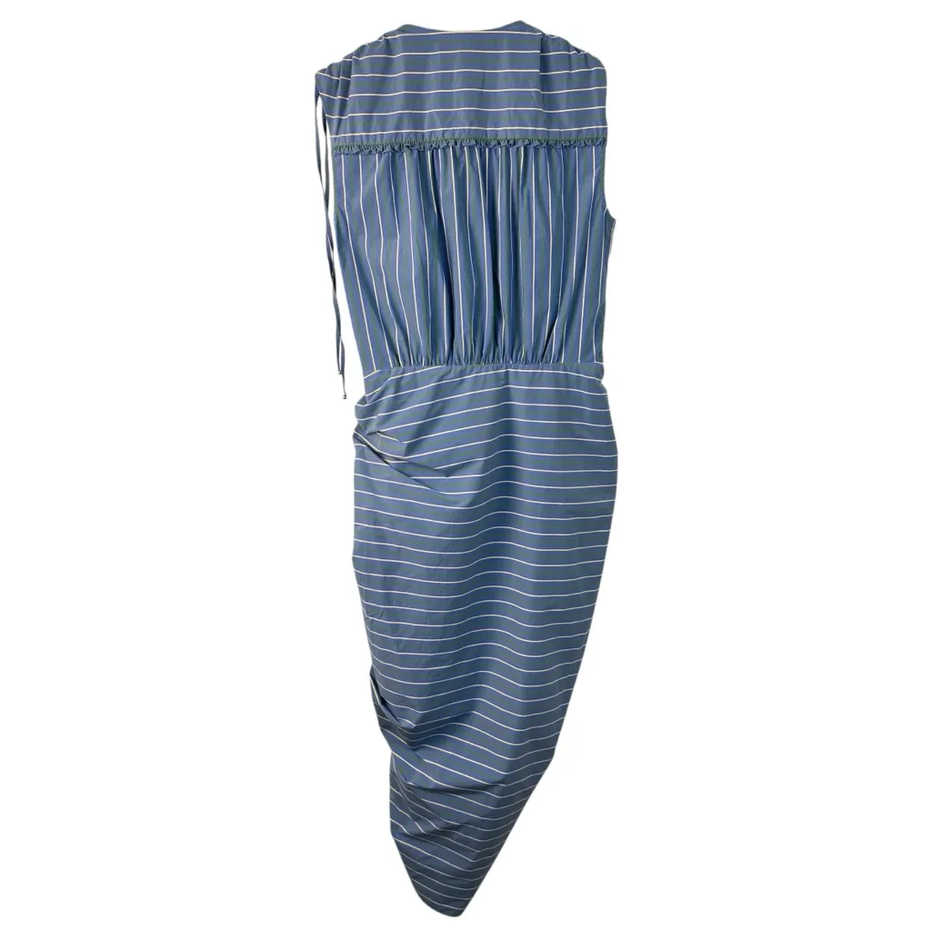 NWT Veronica Beard Teagan Stripe Ruched V-Neck Midi Dress Blue Size 6 Side Slit - Image 10