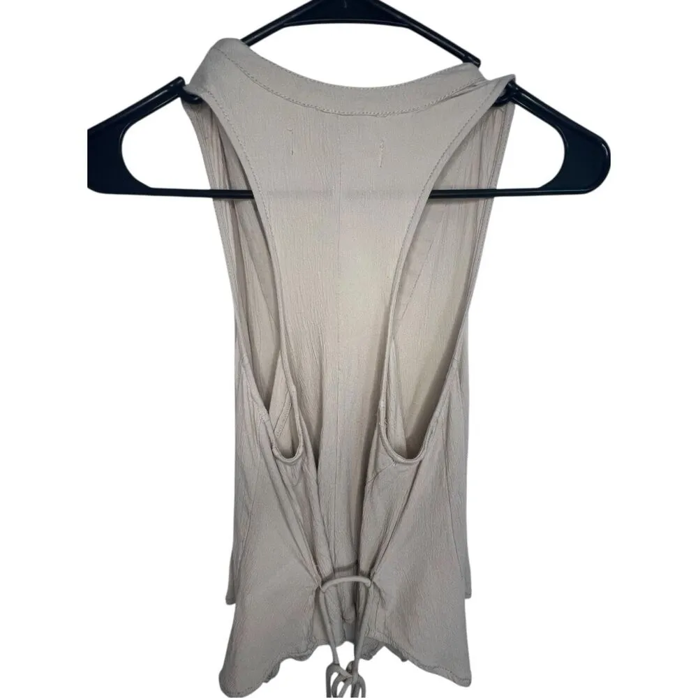 Free People Tan Boho Button Up Sheena Vest With Tie Back - Image 4