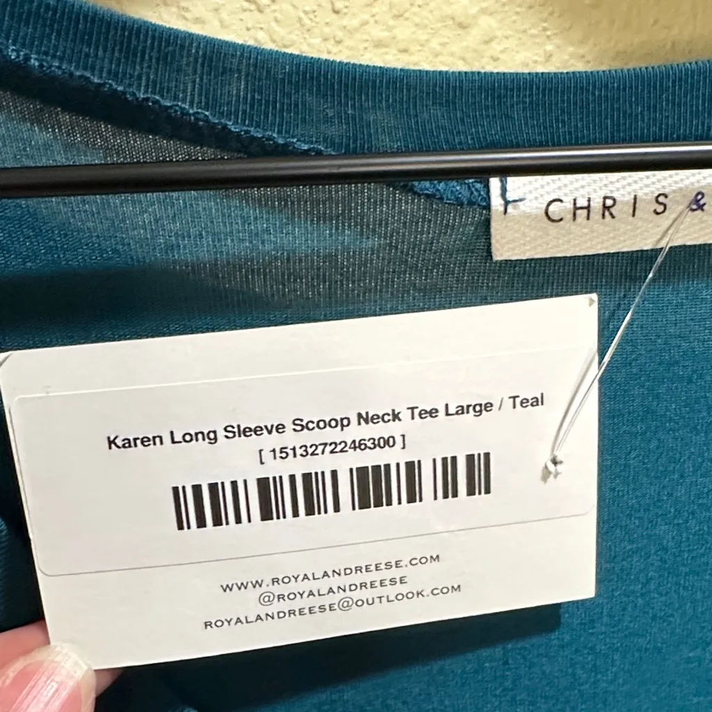 NWT Chris & Carol Large Teal Long Sleeve Tee - Image 3