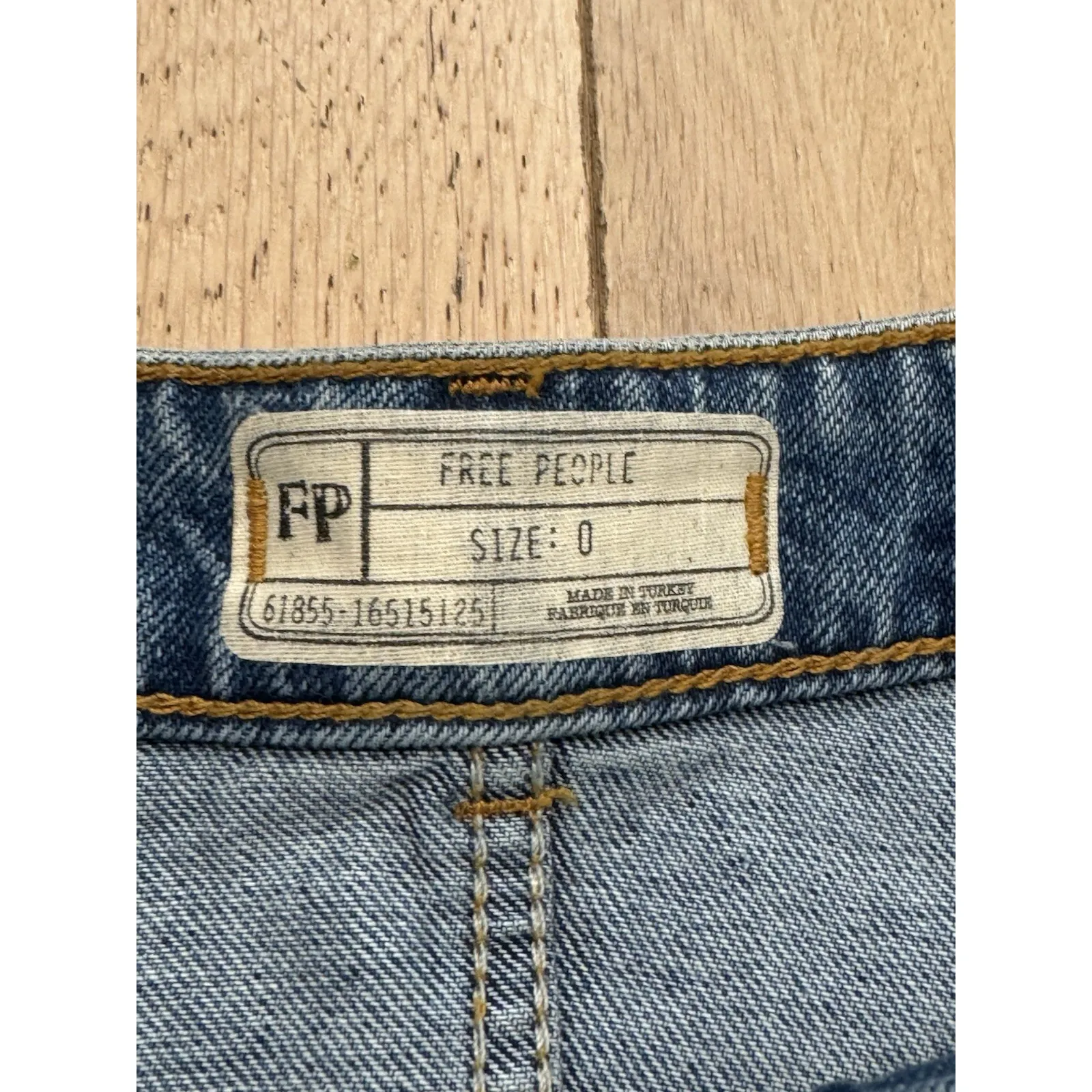 NWT Free People Beaded Sequin Western Cowgirl Distressed‎ Denim Mini Skirt Sz 0 - Image 3