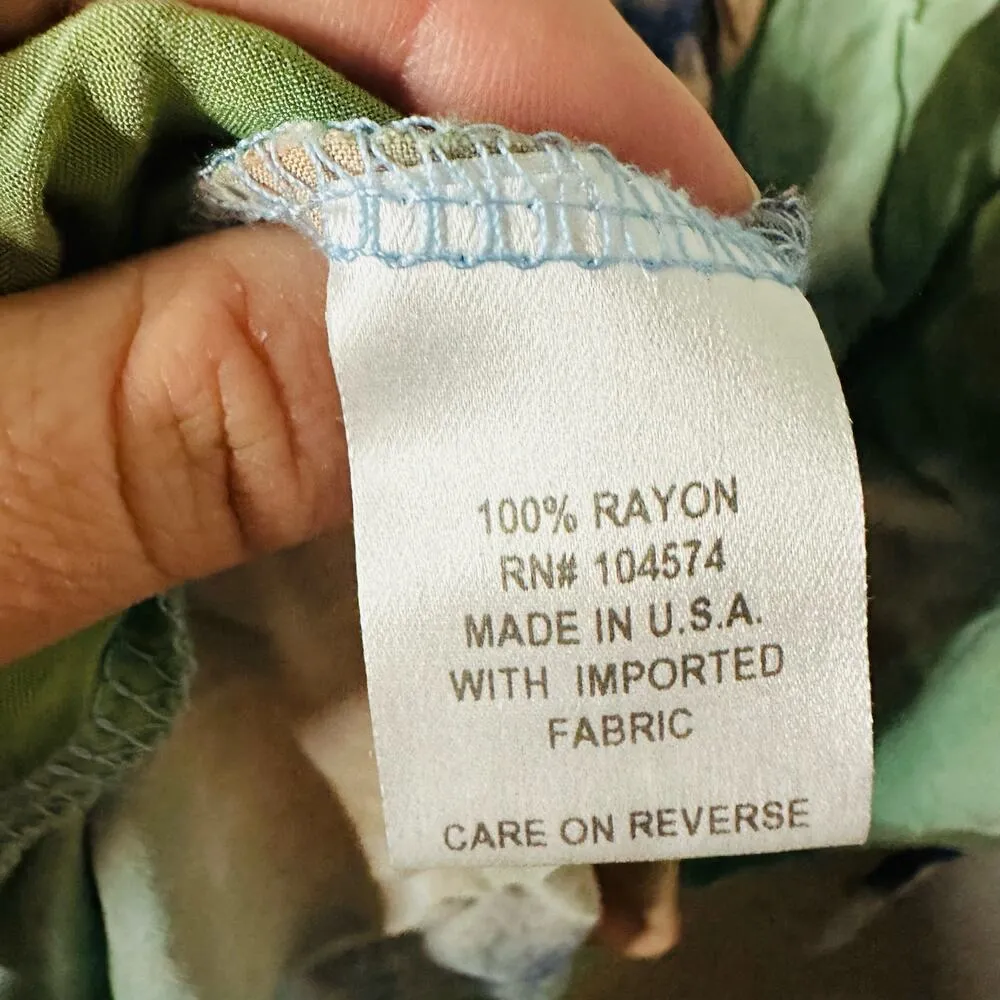 LOUNA Blue & Green Tie Dye Circle Cut Outs Mid Waist Mid Slit Maxi Dress size XL - Image 13