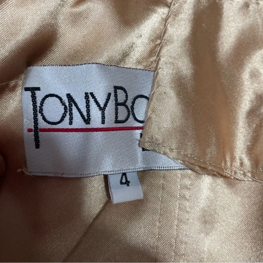 Prom Pageant Dress Gold Sequin Beads Full Tony Bowls Le Gala Evening Gown Size 4 - Image 5