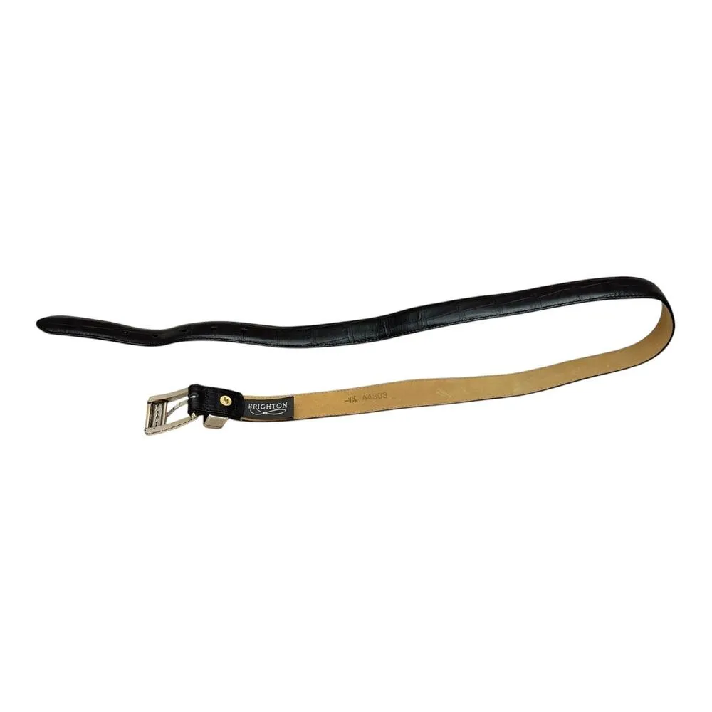 Brighton Croc Embossed Belt 44803 Black Silver Large 34 - Image 3