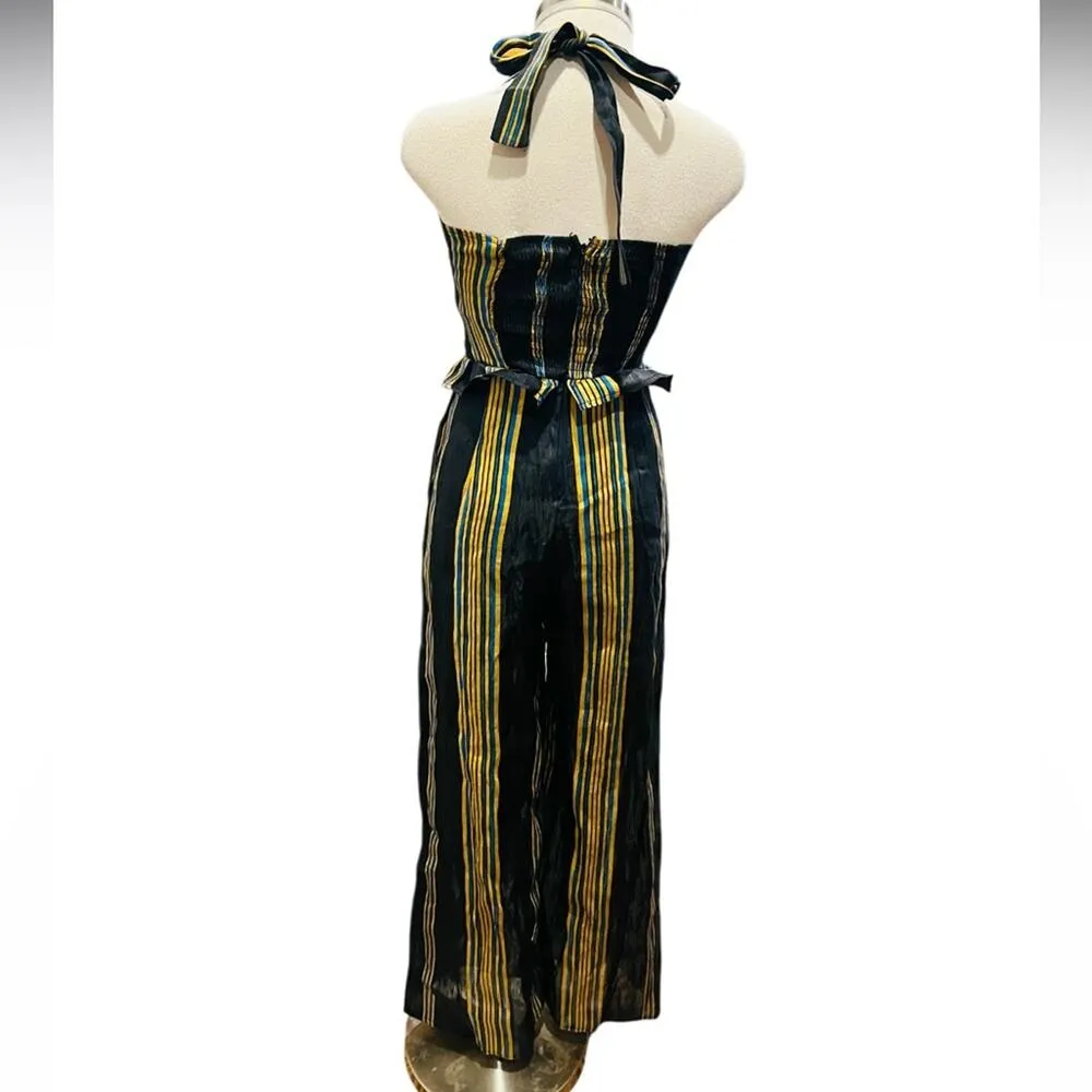 HONEY PUNCH Jumpsuit Navy With Stripes Bow Detail Size XS - Image 9