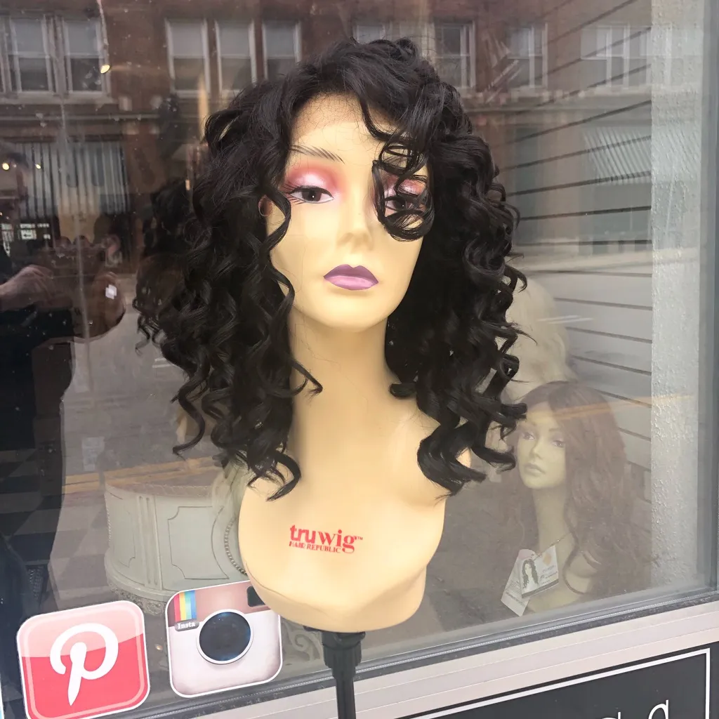 Curly black 13X6 Freepart curly medium Length Wig - Image 5