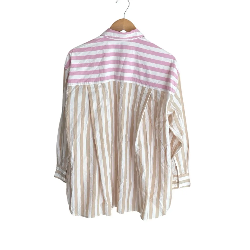 Madewell Signature Poplin Oversized Striped Shirt Ochre Fresco - Image 4