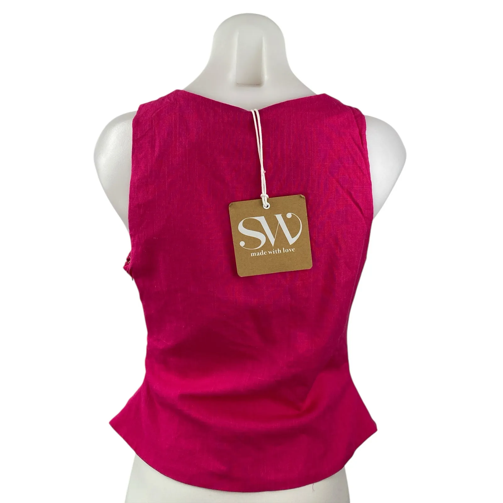 NEW Seven Wonders Pink Sleeveless Deep V Neck Ruched Tank Blouse Top Size L Size L - Image 2
