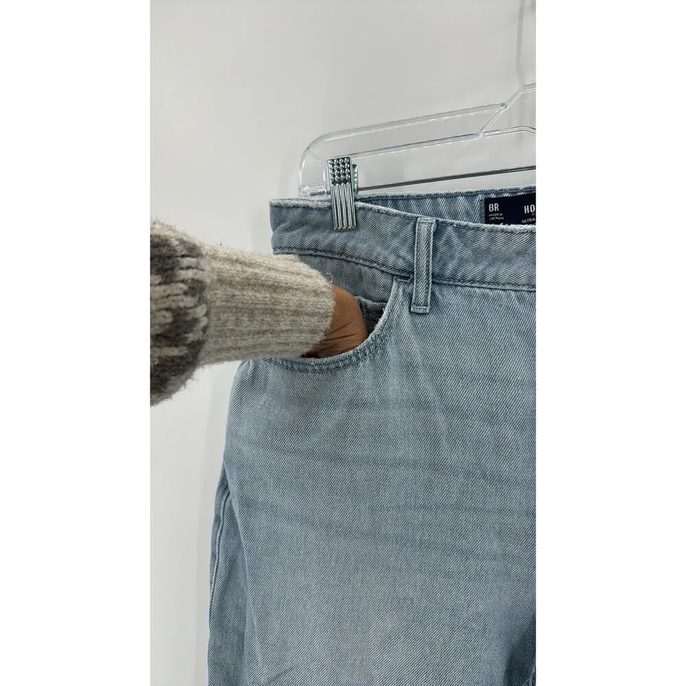 Hollister ultra high ride baggy light was wide leg jeans school retro sz 8 - Image 4