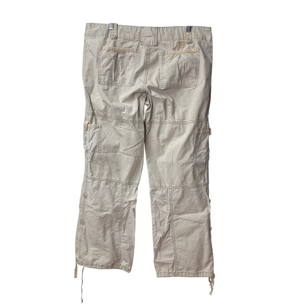 Abercrombie & Fitch Y2K Mid Rise Convertible Cargo Pants Tan Large Wide Leg - Image 2