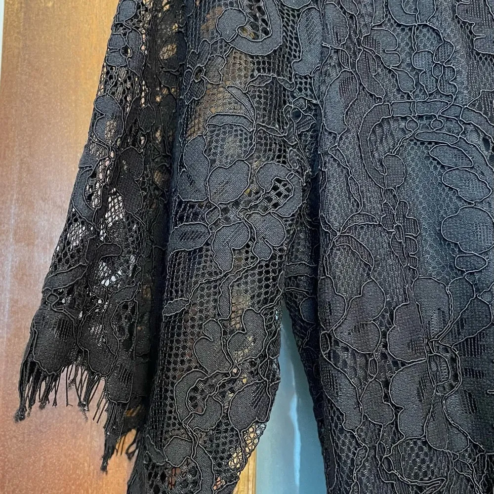 Trixxi Black Lace Scallopped Edge Sheer Jumpsuit NWT Built-in shorts - Image 6