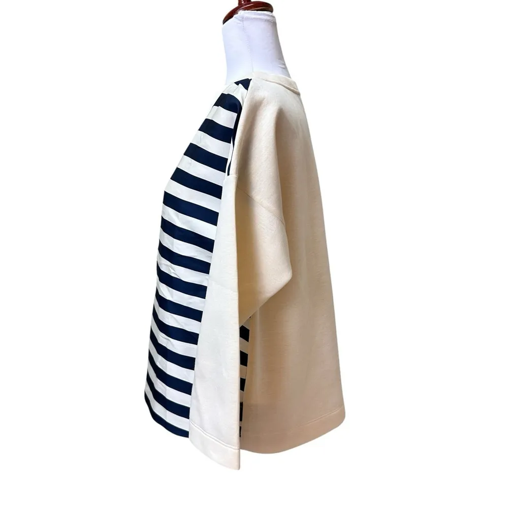 MINT🌟Moncler Maglia Girocollo Round Neck Jumper Blouse Striped Blue Cream Large - Image 6