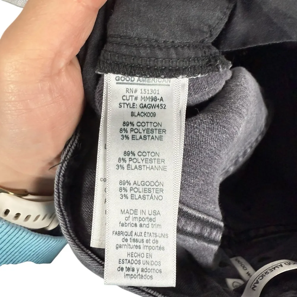 Good American Women’s Good Waist Distressed Ankle Jeans in Black Size 26 - Image 11