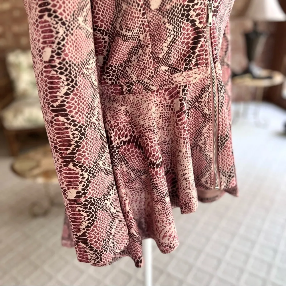 Venus Jacket Pink Animal Print High Low Faux Suede Peplum 8 Party Cocktail Chic - Image 13