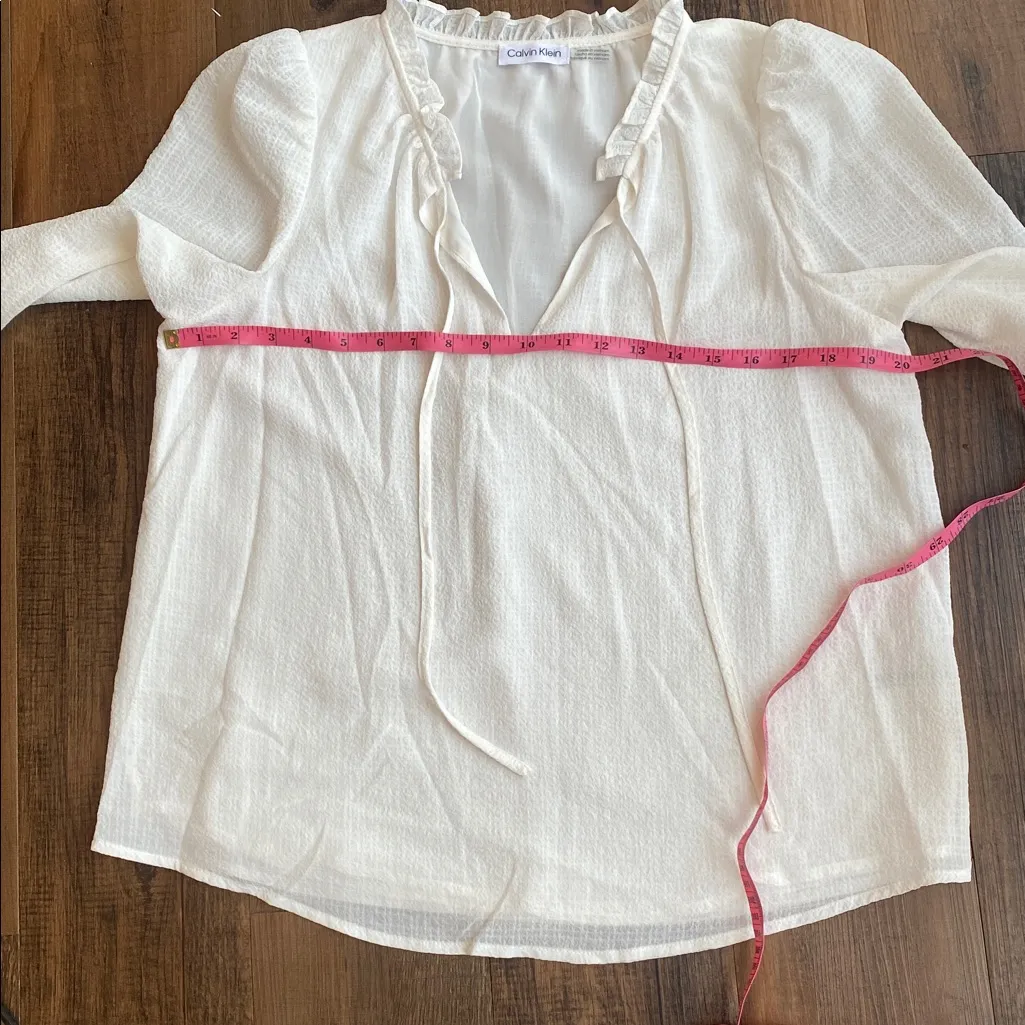 Calvin Klein White Ruffle Top - Image 8