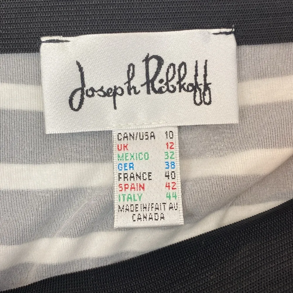 Joseph Ribkoff Black & White Striped Knee Length Zip Pocket Skirt 10 - Image 5