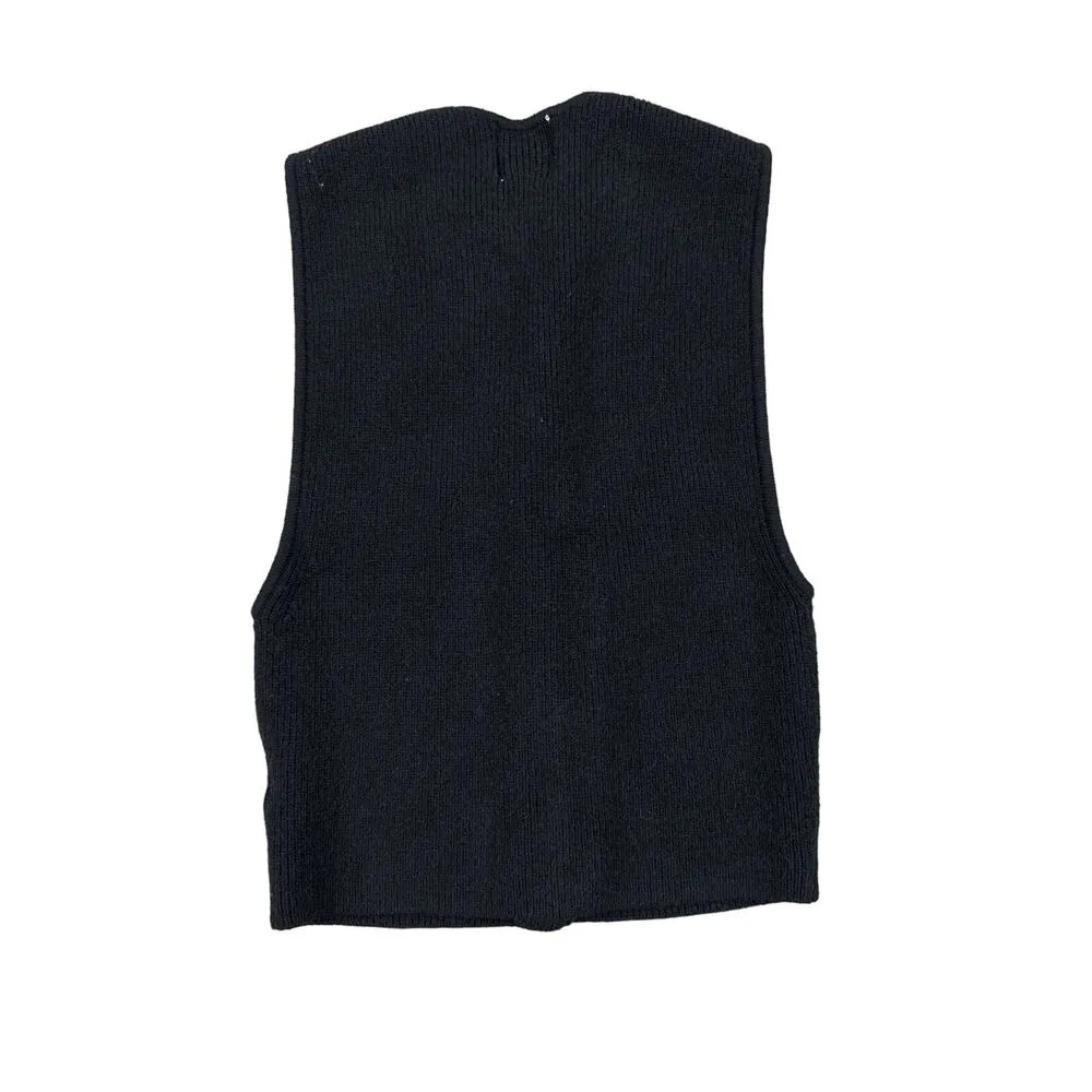 BDG - Ribbed Knit Button Front Sleeveless Vest in Black - Image 3