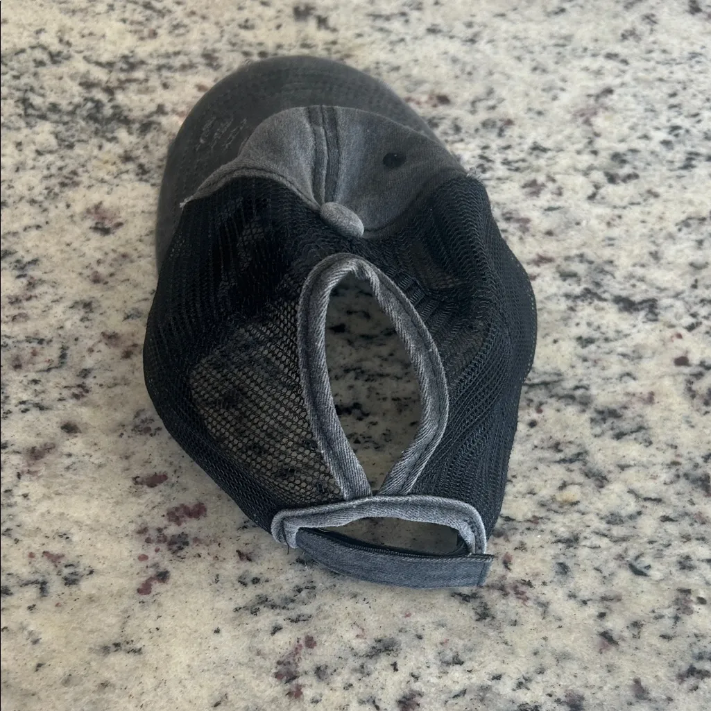 Gray and Black ponytail distressed Cap - Image 2