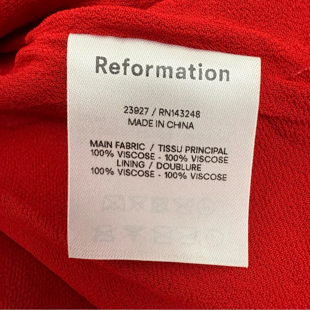 Reformation Cammi Floral Ruffle Wrap Mini Dress Cassia Red White - Image 16