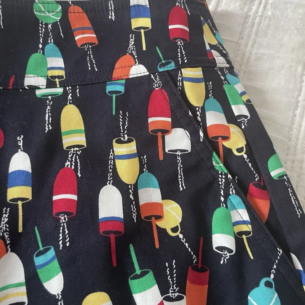 Talbots Nautical Navy Buoy Print Skirt Womens 6P Blue Multi Pockets Casual Art - Image 2