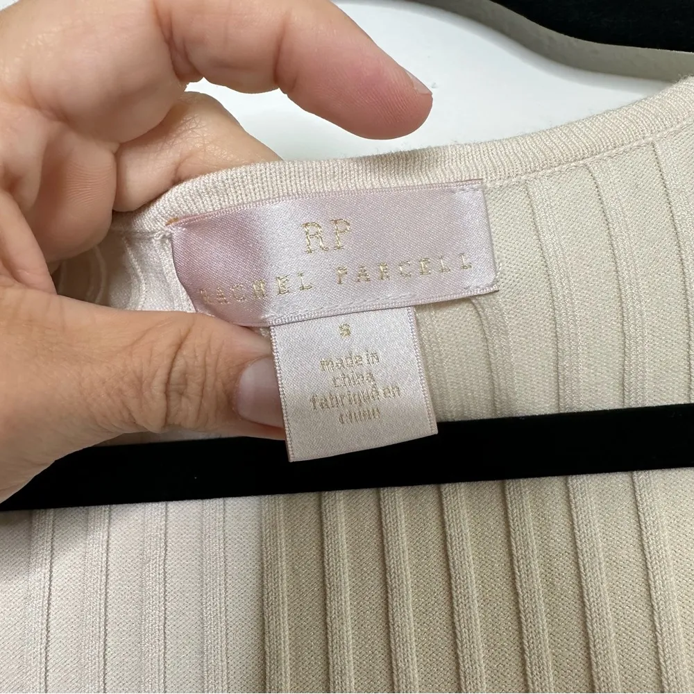 Rachel Parcell Ribbed Square Neck Cream Midi Dress - Image 7