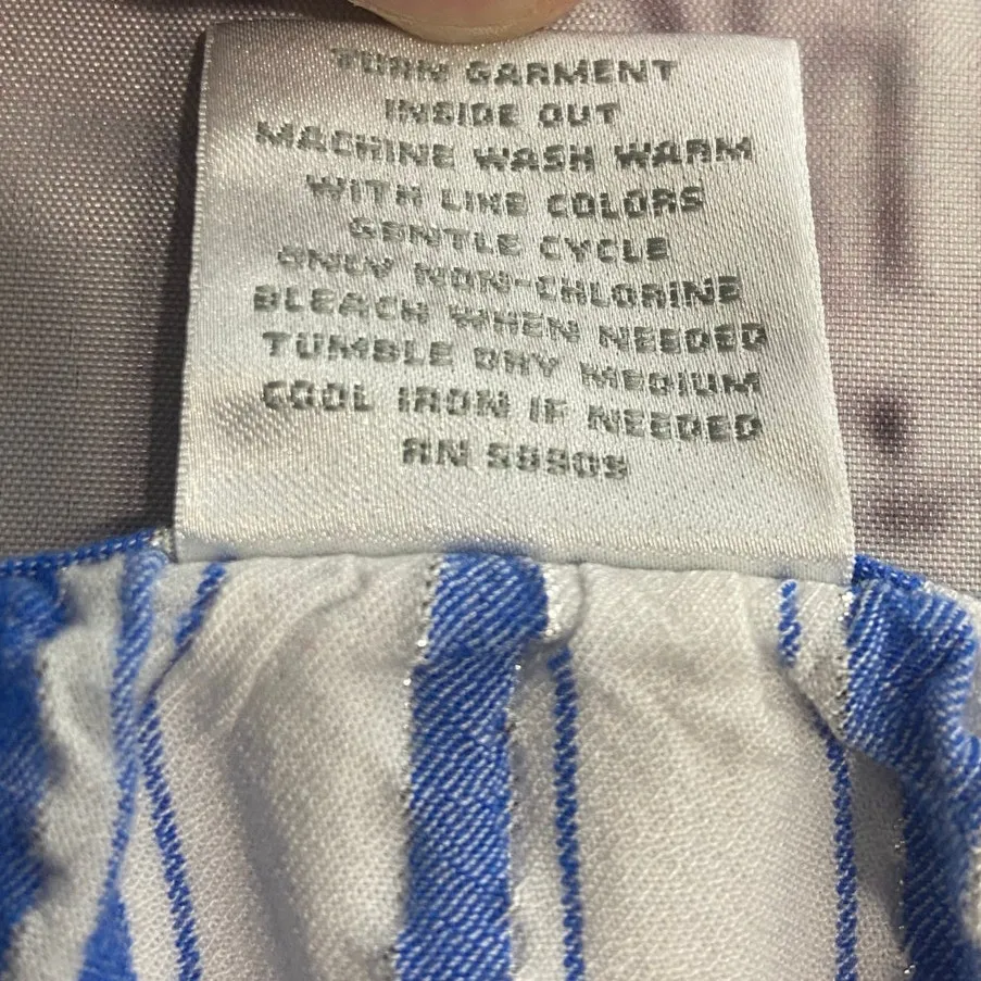 Nottibianche Top Womens 1X Blue White Striped Split Neck Short Sleeves Boxy - Image 8