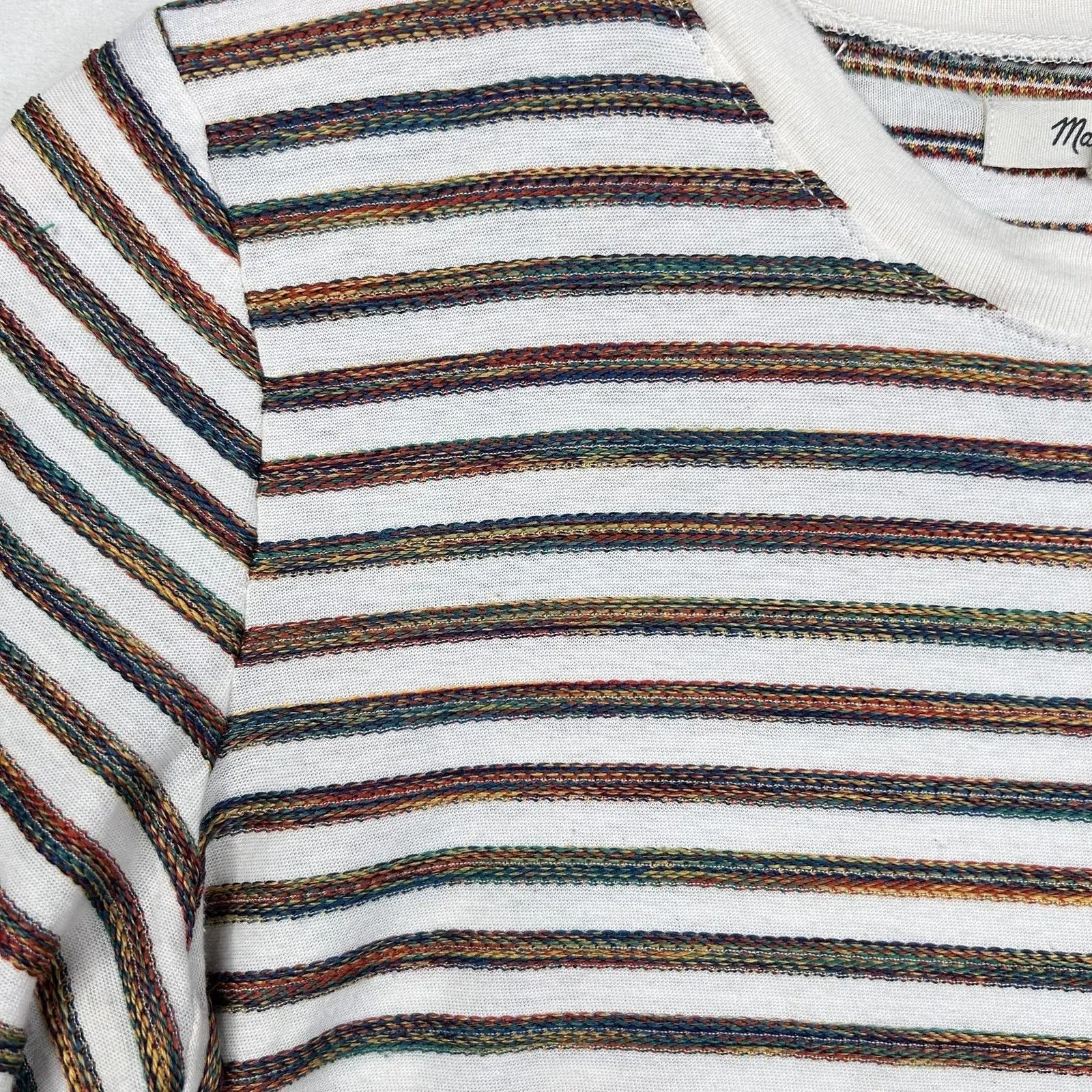 Madewell Shirt Womens XS Multicolor Stripe Thermal Long Sleeve Pocket AG244 - Image 3