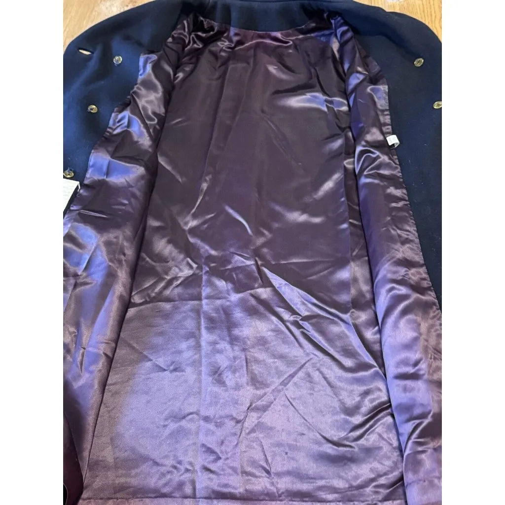 Shagmoor Blue Wool Long‎ Jacket 1900's Trench Coat Sz Measured VTG Designer - Image 9