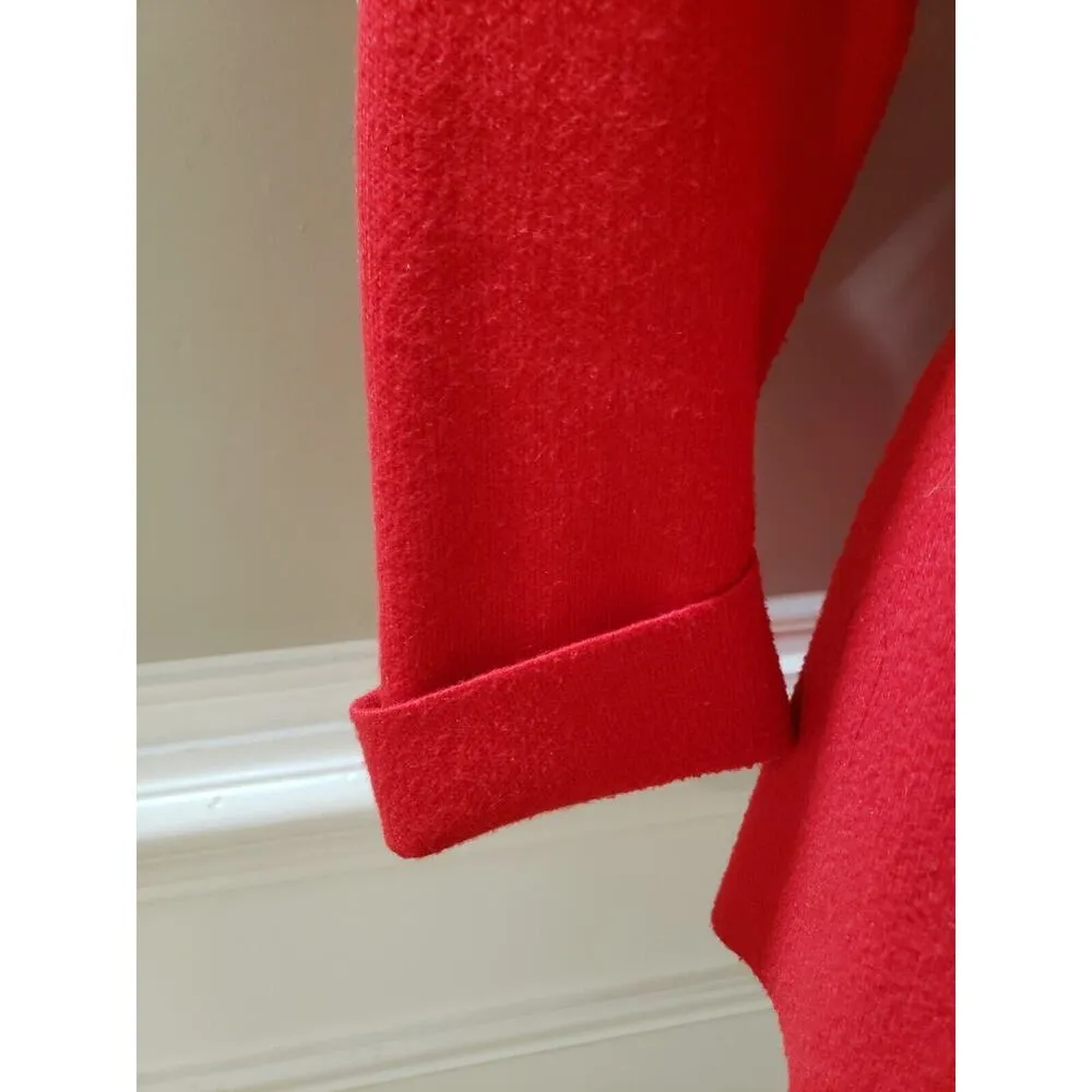 Tahari Women Red Fleece Viscose Back Zip Round Neck Long Sleeve Sweater Medium - Image 5