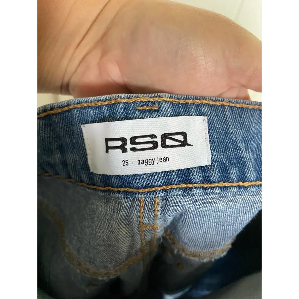 RSQ  Womens Jeans Size 25 Baggy Fit Medium Wash Blue Denim Ripped Holes Destruct - Image 8