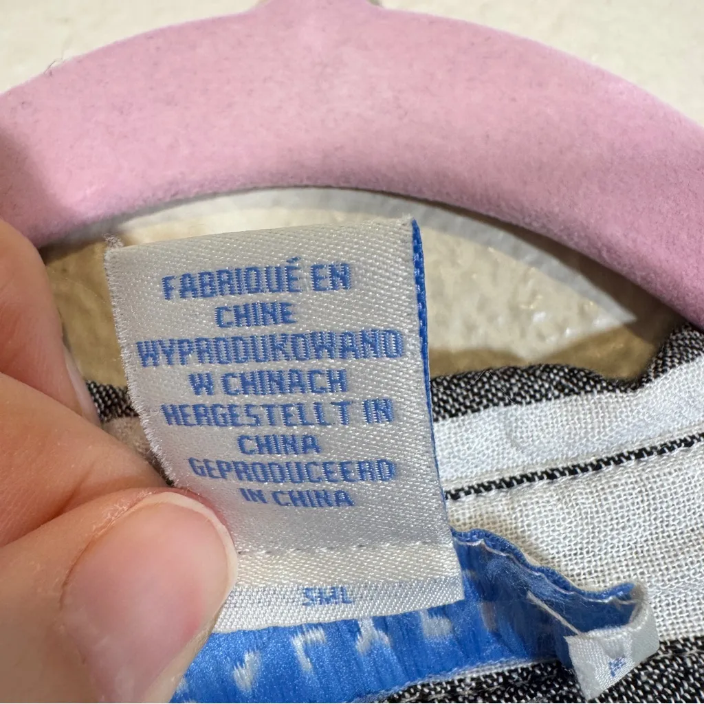 Calypso St. Barth  Grey White Linen Button Down Shirt Womens L Classic Beachy Top - Image 8