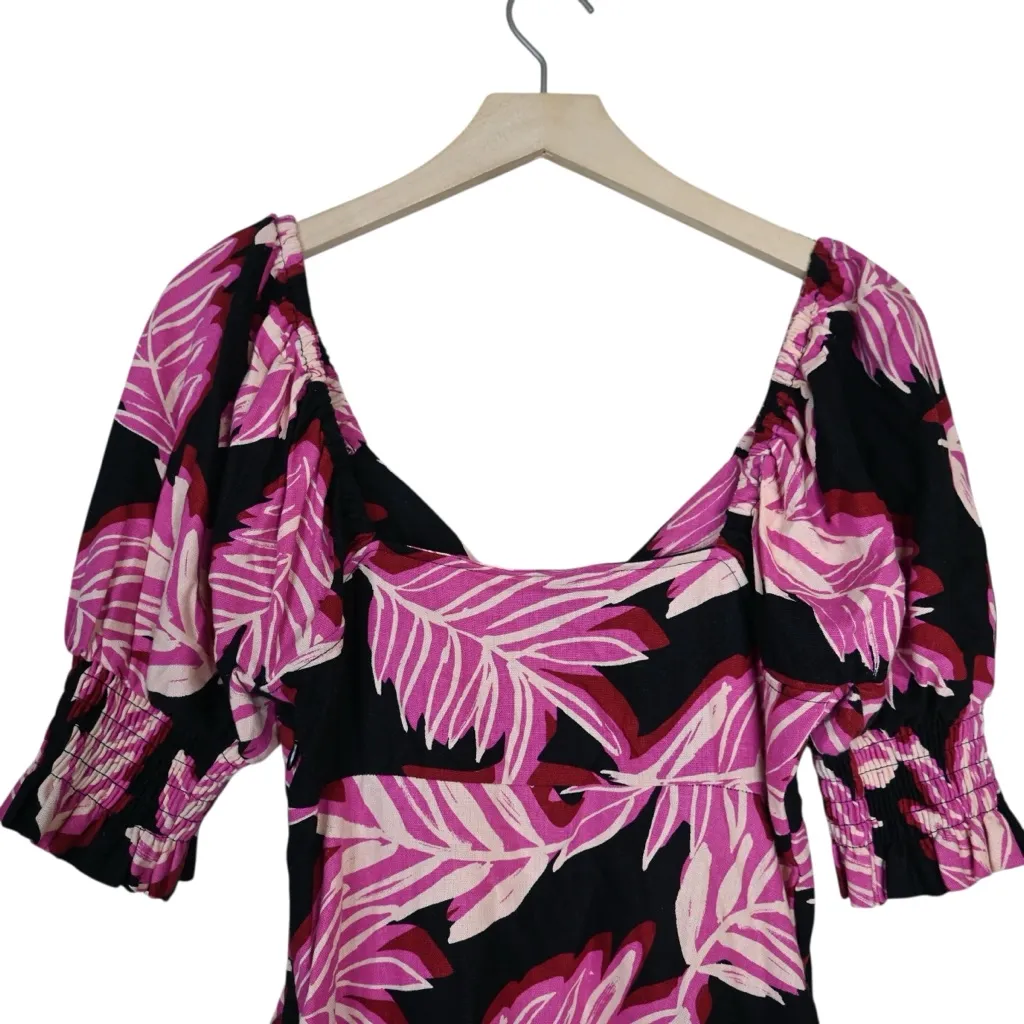 Who What Wear Women's XS Tropical Puff Sleeve Linen Dress - Image 6