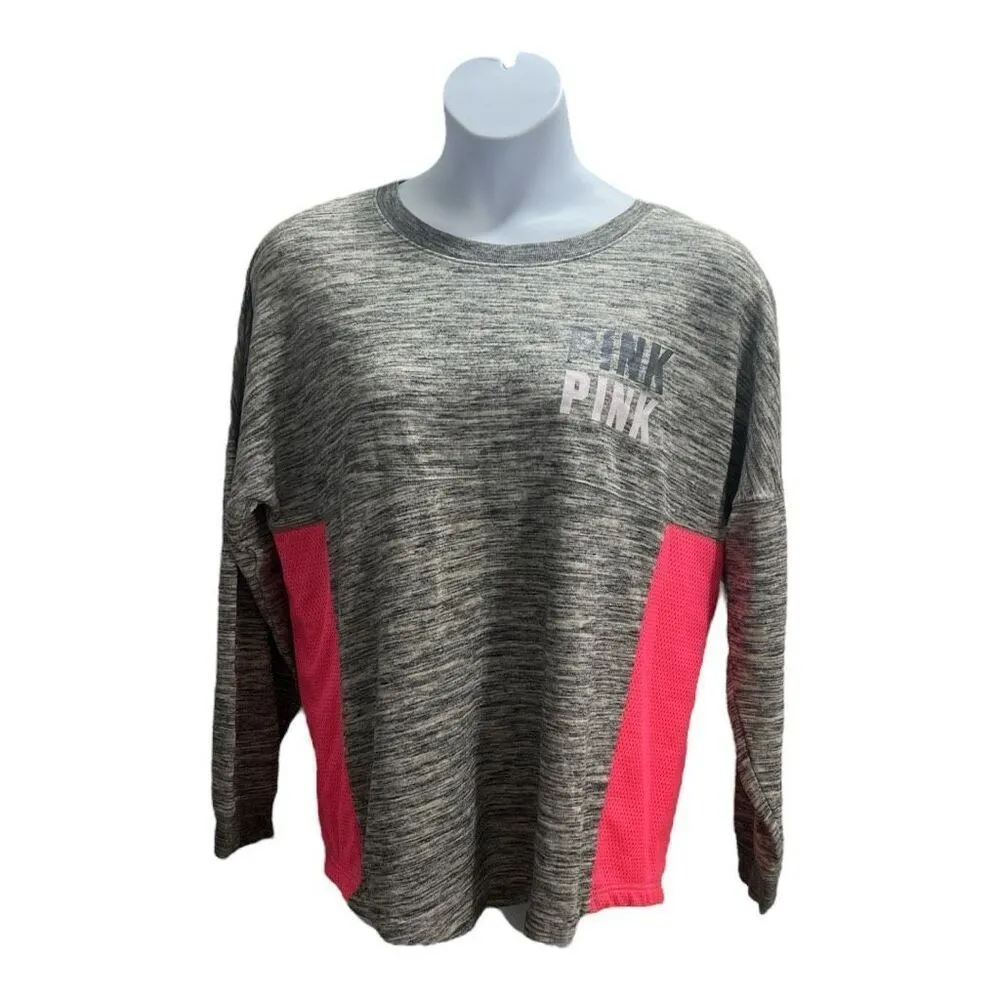 Pink Victoria Secret Sweatshirt Size L Pink Gray Pullover Crewneck Cotton Blend - Image 2