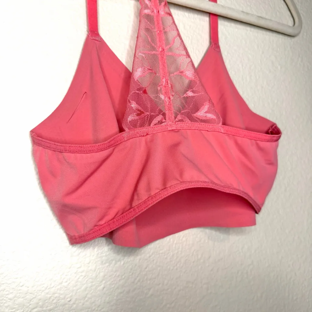 True & Co Women's M Lace Racerback Adjustable Strap Bralette Pink Size M - Image 5