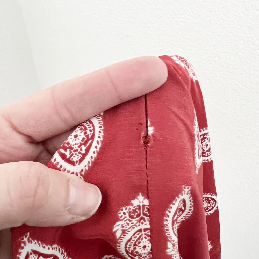 [Lulu's] Respeito Rust Red Printed Midi Dress Side Slits High Neck Halter Sz XS - Image 8