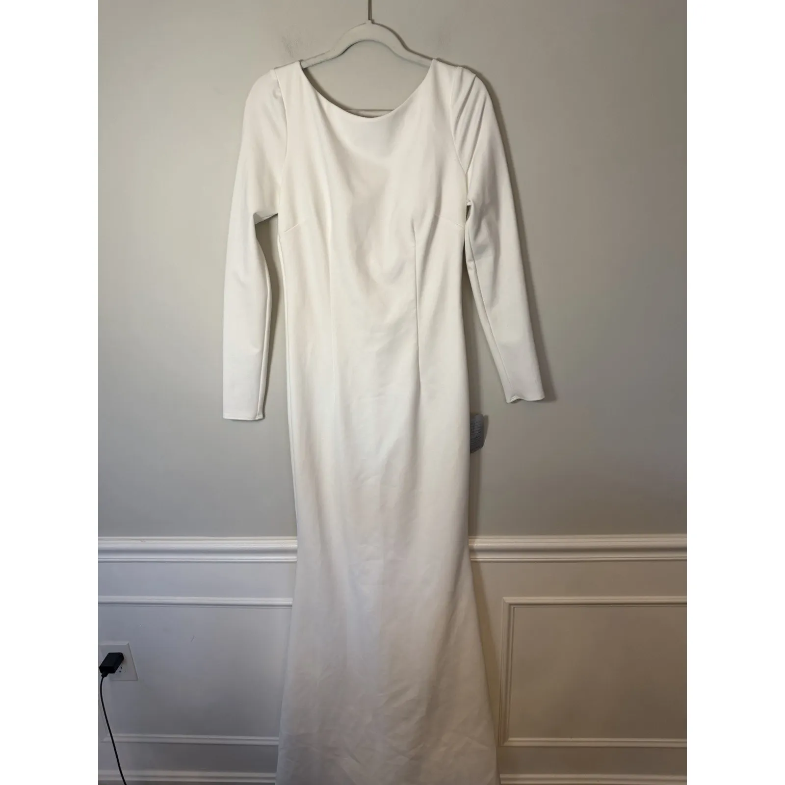 NOEL & JEAN KATIE MAY Cowl Back Long Crepe Wedding Gown Dress Off-White 12 NWT - Image 4