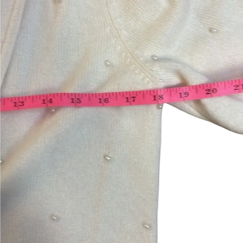 90s Vintage Jones Cream Shawl Collar Pearl Cardigan Lambs Wool Angora Small P White Size undefined - Image 7
